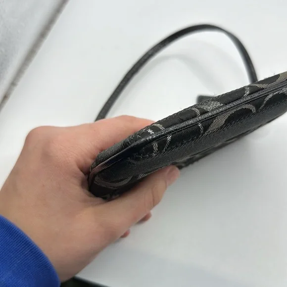 Coach Black Logo Monogram Wristlet Bag Purse Clutch - Picture 13 of 16